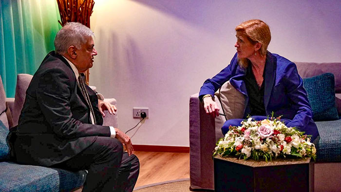 Sri Lanka President Ranil Wickremesinghe with USAID Administrator Samantha Power