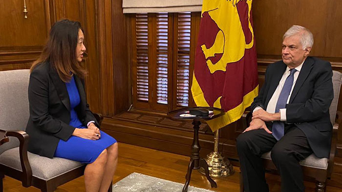U.S. Ambassador to Sri Lanka Julie Chung meets Sri Lanka President Ranil Wickremesinghe