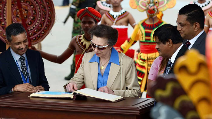 Anne, Princess Royal arrives in Sri Lanka with her husband, Vice Admiral Sir Tim Lawrence