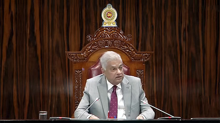 Sri Lanka President Ranil Wickremesinghe in Parliament of Sri Lanka