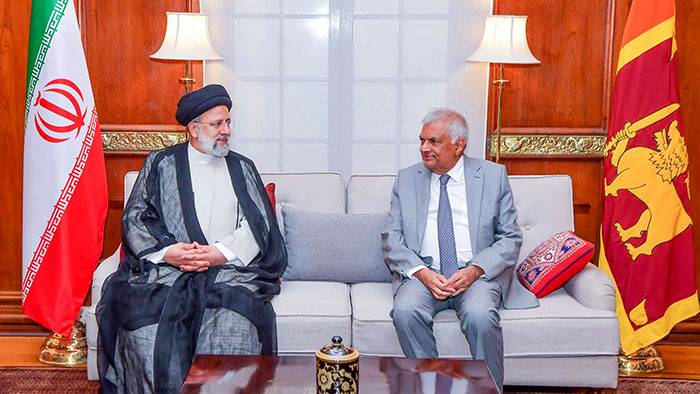 Iranian President Dr. Ebrahim Raisi with Sri Lankan President Ranil Wickremesinghe