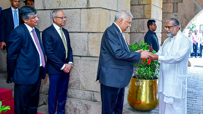 Sri Lanka President Ranil Wickremesinghe with Vidura Wickramanayaka