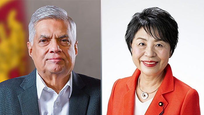 Sri Lankan President Ranil Wickremesinghe and Japanese Foreign Minister Yoko Kamikawa
