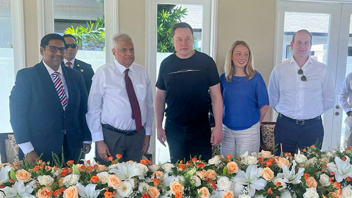 Sri Lanka President Ranil Wickremesinghe meets Elon Musk