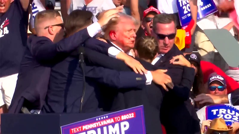 Donald Trump shot in right ear at campaign rally, shooter dead