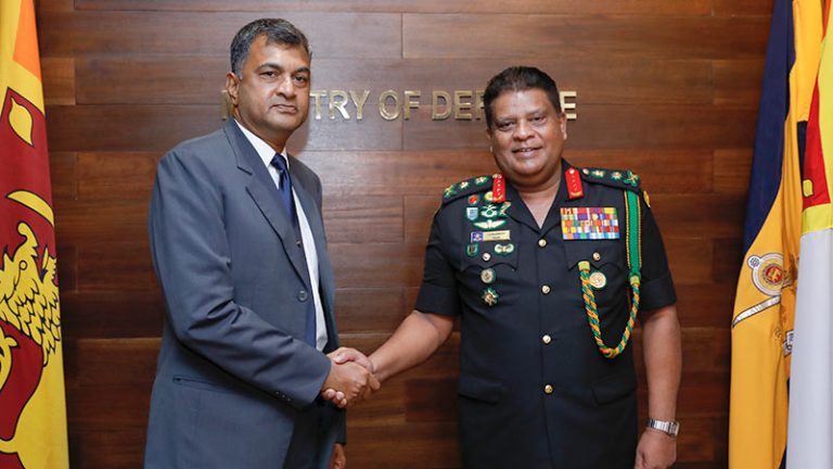 Sri Lanka's Defence Secretary, Air Vice Marshal Sampath Thuyacontha with the Chief of Defence Staff (CDS), General Shavendra Silva