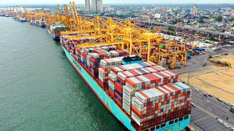 View of the Jaya Container Terminal (JCT) at Colombo Port, Sri Lanka