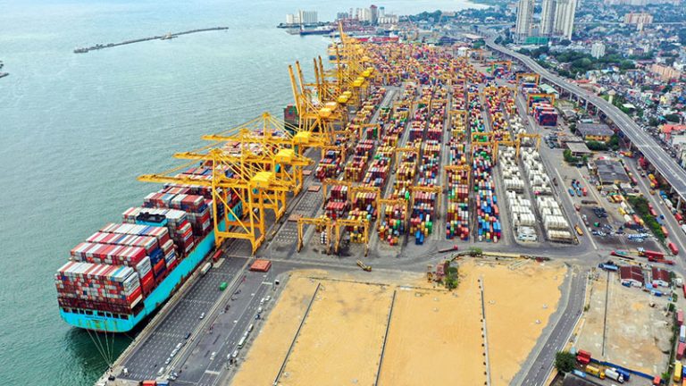 View of the Jaya Container Terminal (JCT) at Colombo Port, Sri Lanka