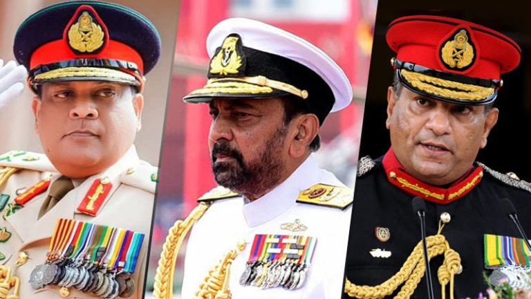 Sri Lankan military leaders Shavendra Silva, Wasantha Karannagoda, and Jagath Jayasuriya