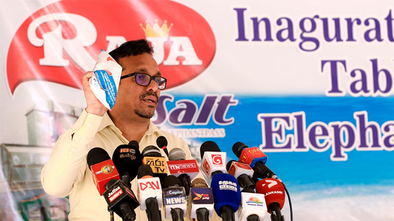 Minister Sunil Handunnetti at the inauguration of Elephant Pass Salt Factory