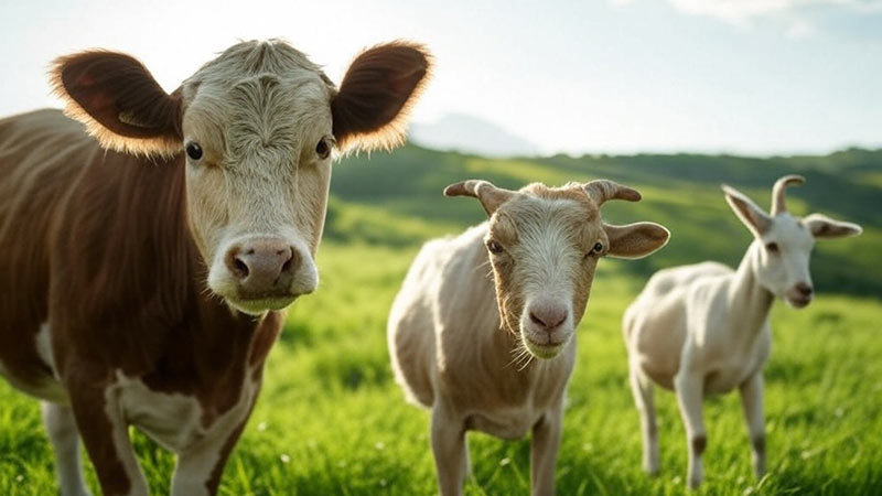 Cow and goat