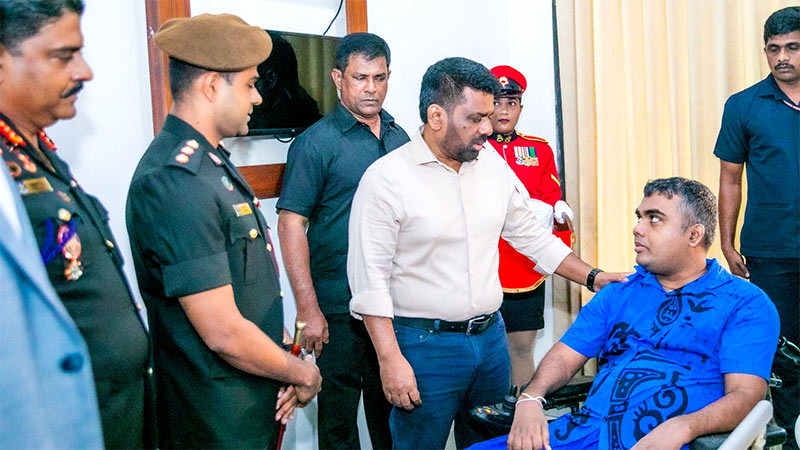 Sri Lankan President Anura Kumara Dissanayake visiting war veterans at Mihindu Seth Medura convalescent home in Attidiya
