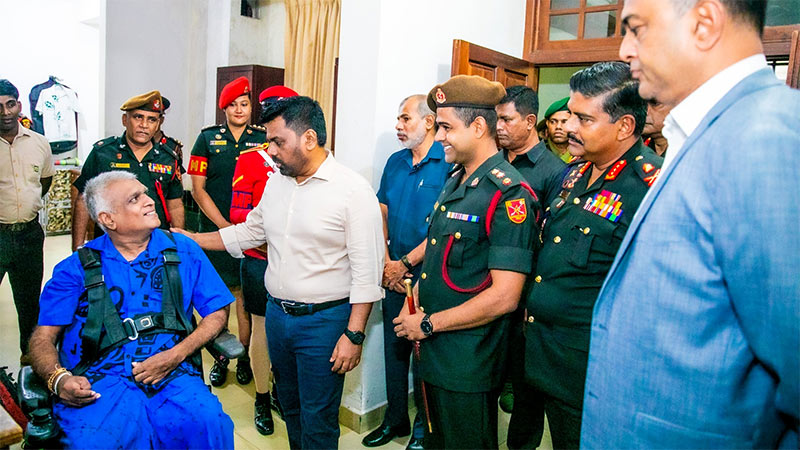 Sri Lankan President Anura Kumara Dissanayake visiting war veterans at Mihindu Seth Medura convalescent home in Attidiya