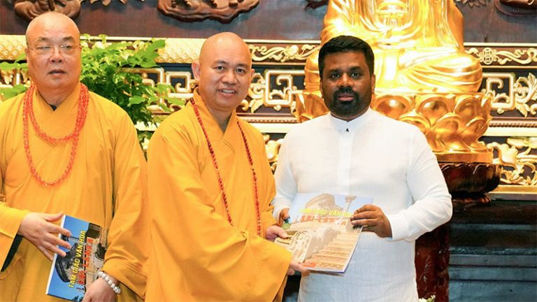 Sri Lankan President Anura Kumara Dissanayake pays homage at Bai Dinh Pagoda in Vietnam