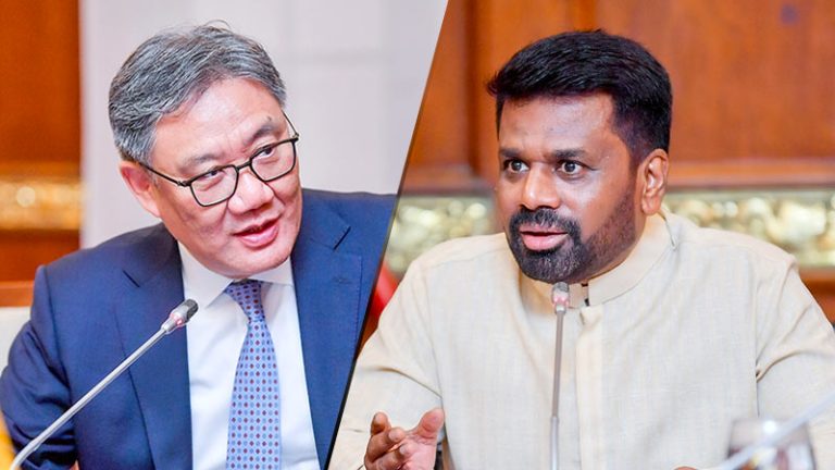 Chinese Minister of Commerce Wang Wentao and Sri Lankan President Anura Kumara Dissanayake