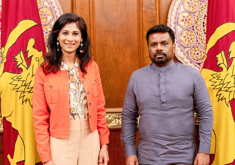 IMF First Deputy Managing Director Dr. Gita Gopinath and Sri Lankan President Anura Kumara Dissanayake
