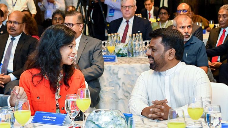 IMF First Deputy Managing Director Dr. Gita Gopinath and Sri Lankan President Anura Kumara Dissanayake