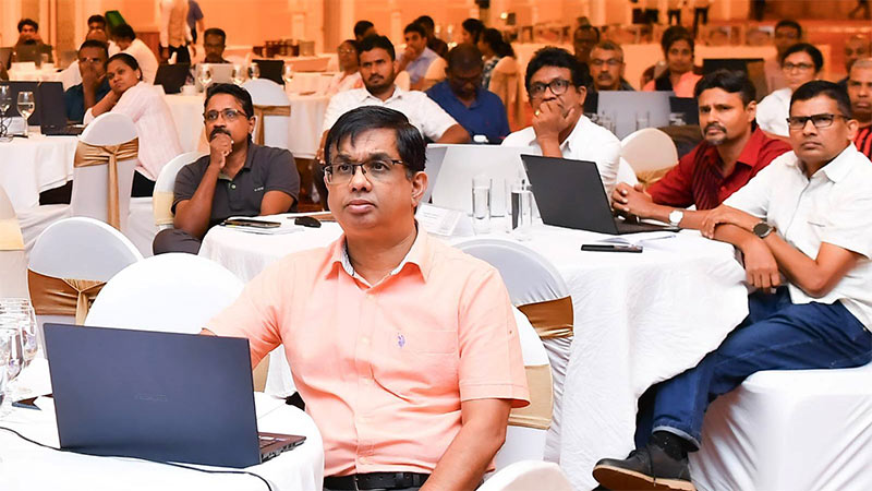 The Secretary to the President, Dr. Nandika Sanath Kumanayake with Government officials during the AI workshop at Temple Trees in Colombo, Sri Lanka