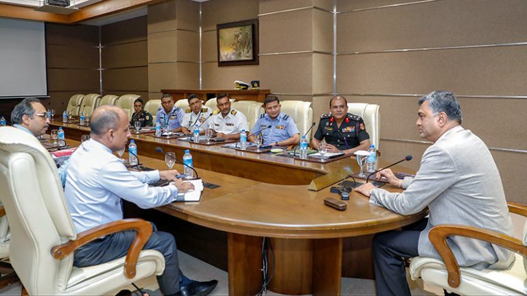 Sri Lanka's Defence Secretary Air Vice Marshal Sampath Thuyacontha (Retd) during a discussion on war veterans' pension issues