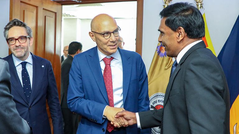 United Nations High Commissioner for Human Rights Volker Türk with Minister of Public Security and Parliamentary Affairs Ananda Wijayapala