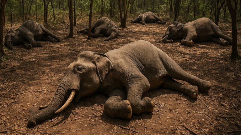Carcasses of wild elephants