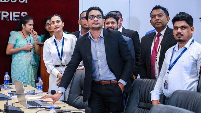 Deputy Minister Chathuranga Abeysinghe launching BCC Lanka's new website and Facebook page