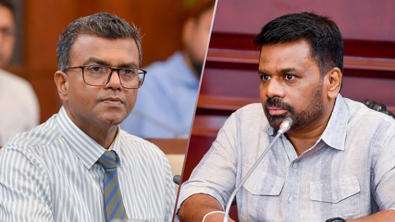 Secretary to the Ministry of Finance Dr. Harshana Suriyapperuma and Sri Lanka President Anura Kumara Dissanayake