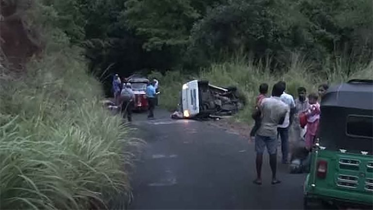 Van accident site in the Karandagolla area of Meemure, Sri Lanka