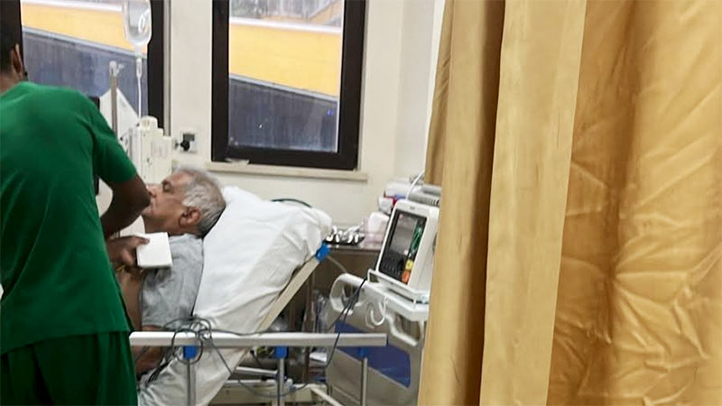 Former Sri Lanka President Ranil Wickremesinghe receiving treatment in the ICU at Colombo National Hospital