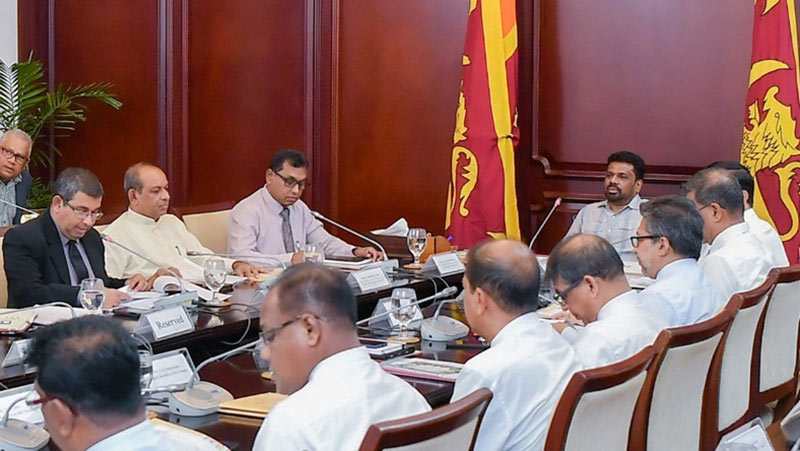 Sri Lanka President Anura Kumara Dissanayake at a budget review meeting in Colombo