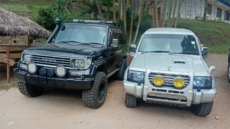 Two jeeps seized by Sri Lanka Police during raids in Menikhinna and Wattegama