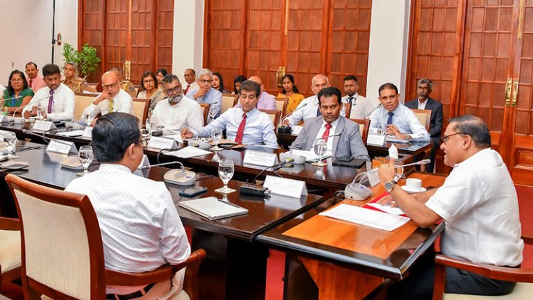 Sri Lanka Tourism Minister Vijitha Herath discussing plans with government officials and industry representatives during the Tourism Promotion Task Force meeting in Colombo
