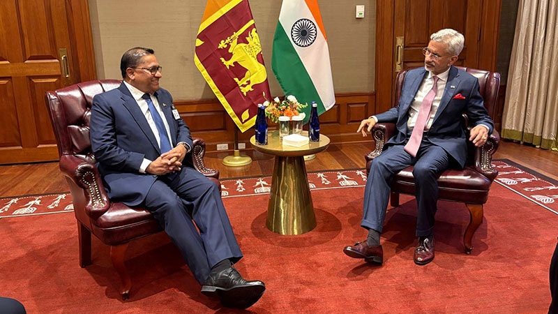 Sri Lanka Foreign Minister Vijitha Herath in discussion with India’s External Affairs Minister Dr. S. Jaishankar at UNGA in New York