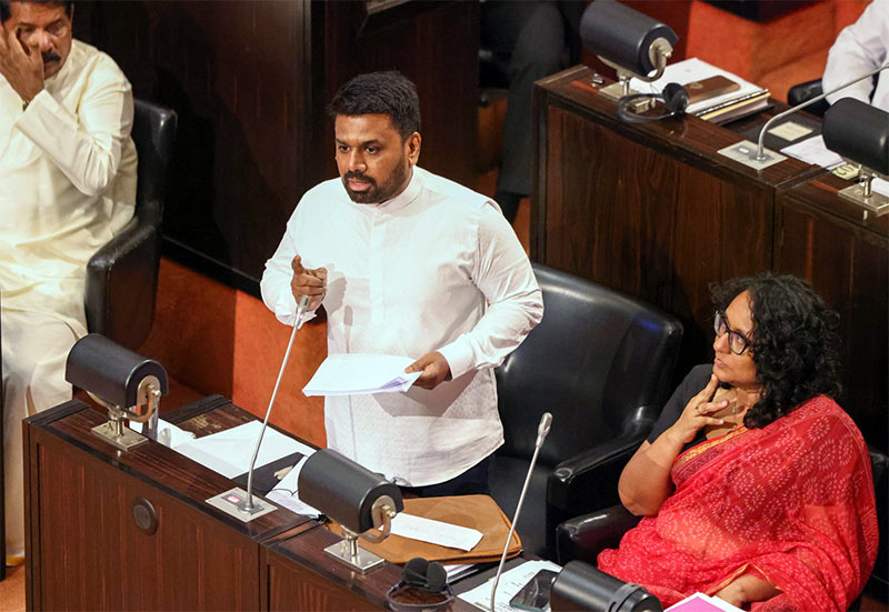 Sri Lankan President Anura Kumara Dissanayake presenting the 2026 Budget speech at the Parliament of Sri Lanka