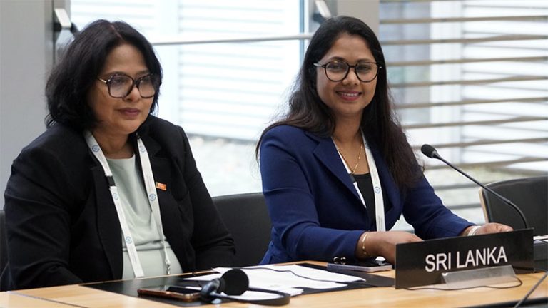 MP Oshani Umanga with Secretary General of Parliament, Kushani Rohanadeera