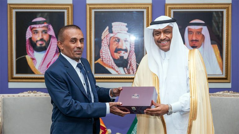 Deputy Minister of Religious and Cultural Affairs of Sri Lanka Muneer Mulaffer and Saudi Deputy Minister of Hajj and Umrah Dr. Abdulfattah Bin Sulaiman Mashat