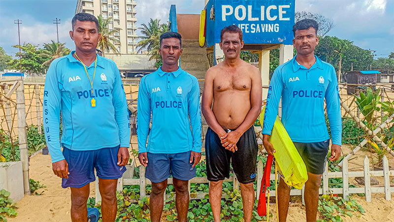 Sri Lanka Police rescue swimmer swept away by strong current in Negombo