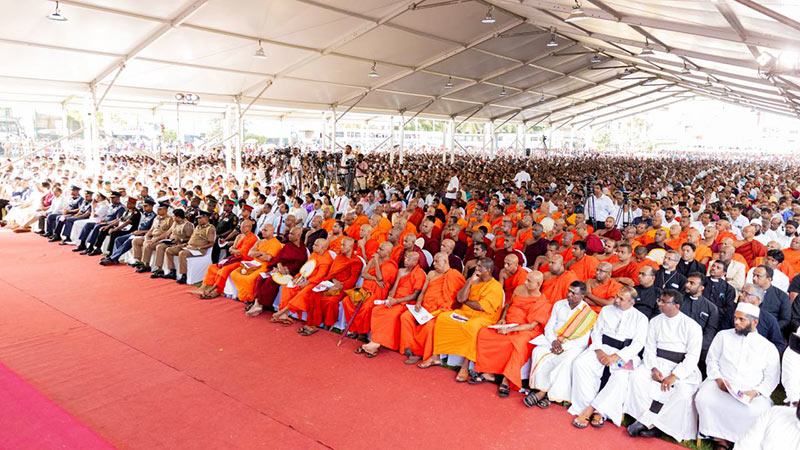 Public crowd gathered at the Tangalle Public Stadium during President Anura Kumara Dissanayake’s ‘A Nation United’ anti-drug campaign event