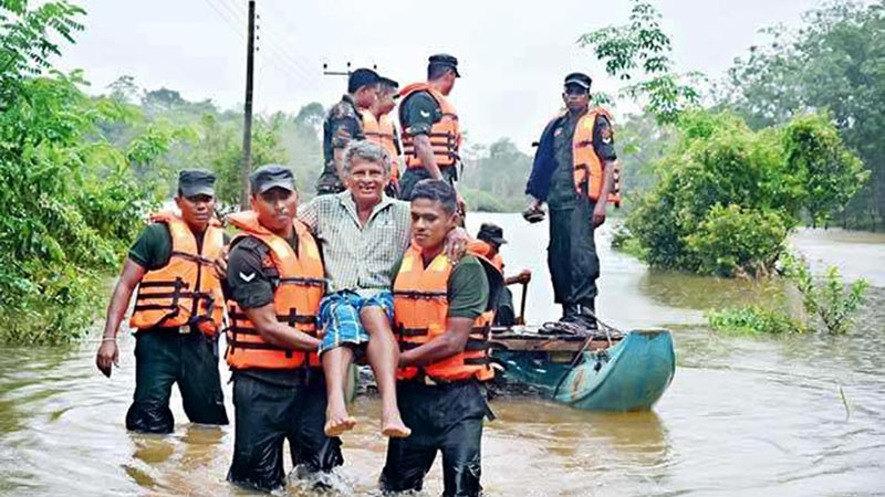 Sri Lanka Army rescuing people during flood operations