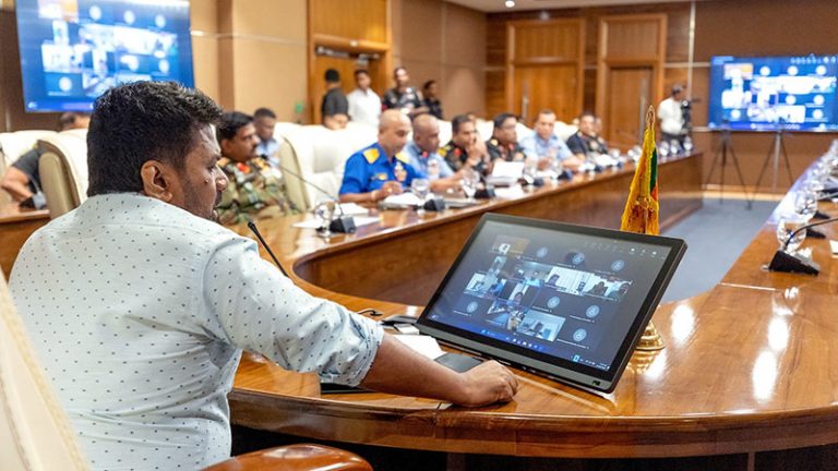 Sri Lanka President Anura Kumara Dissanayake during an emergency meeting on nationwide rescue and relief operations