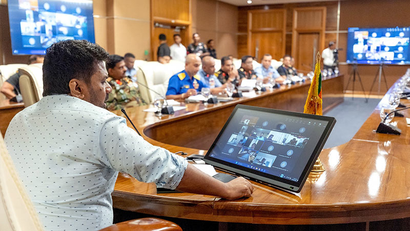 Sri Lanka President Anura Kumara Dissanayake during an emergency meeting on nationwide rescue and relief operations