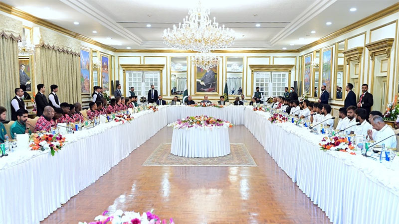 Prime Minister of Pakistan Shehbaz Sharif hosting Sri Lanka, Zimbabwe and Pakistan cricket teams at a state luncheon