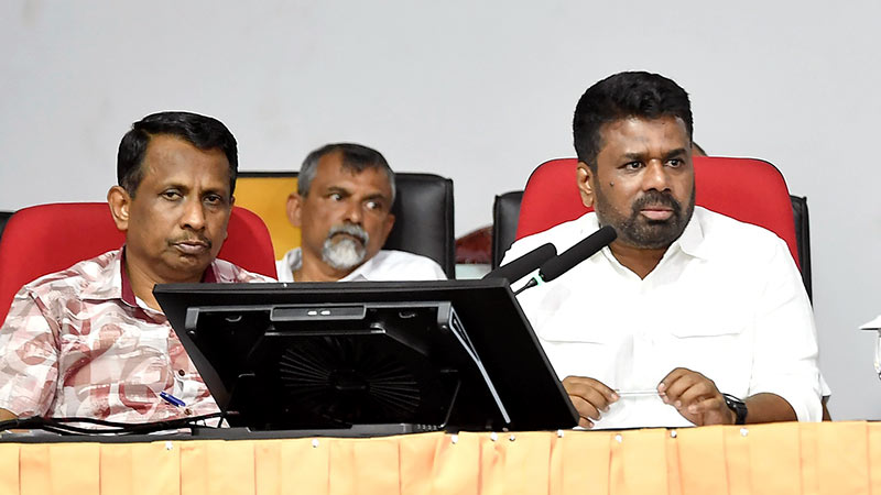 Sri Lanka President Anura Kumara Dissanayake with Minister Samantha Vidyaratne