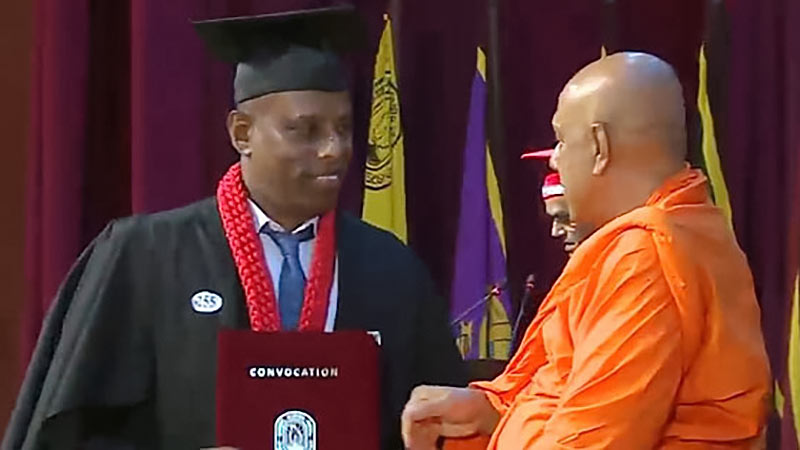 Mr. D.D. Priyantha Ranasinghe receiving his degree certificate at the University of Ruhuna