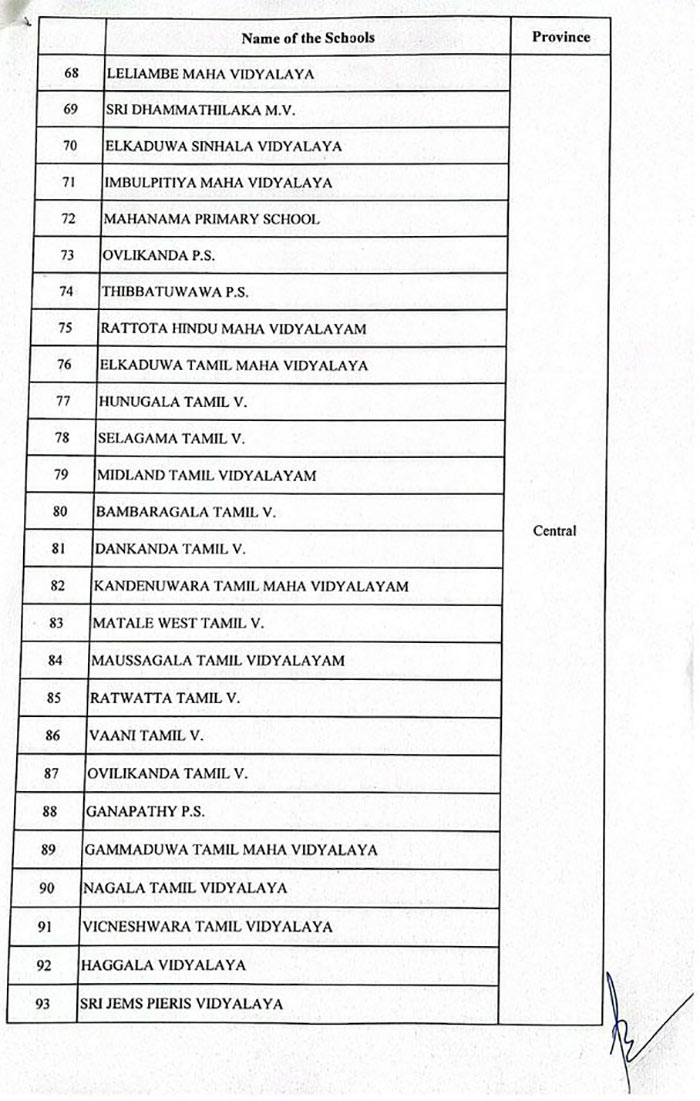 The schools in Sri Lanka that cannot be opened on December 16, 2025