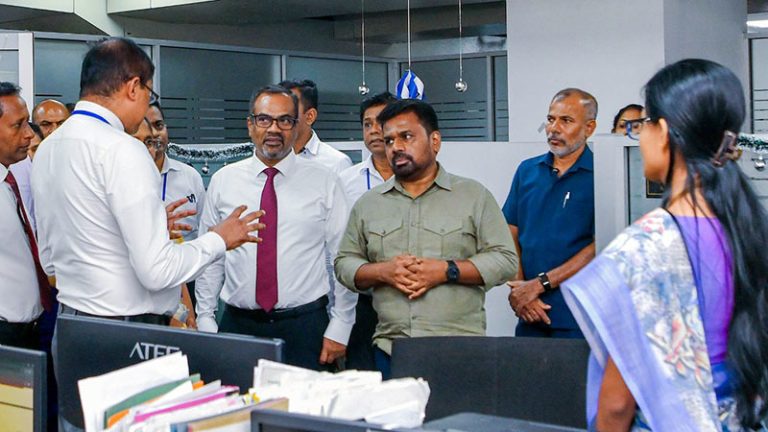 Sri Lanka President Anura Kumara Dissanayake inspecting operations at Inland Revenue Department