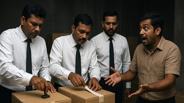 The Consumer Affairs Authority (CEA) officials sealing a businessman's goods