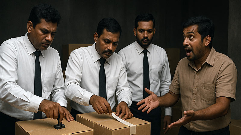 The Consumer Affairs Authority (CEA) officials sealing a businessman's goods