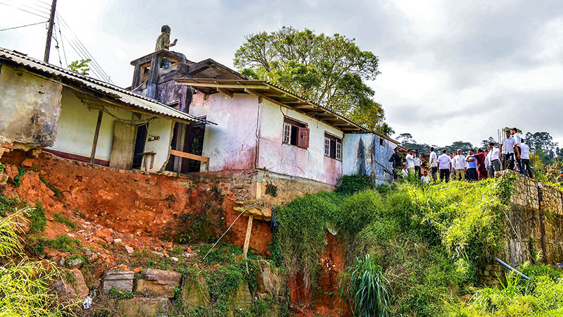Sri Bodhirukkarama Viharaya in Gampola damaged by Cyclone Ditwah