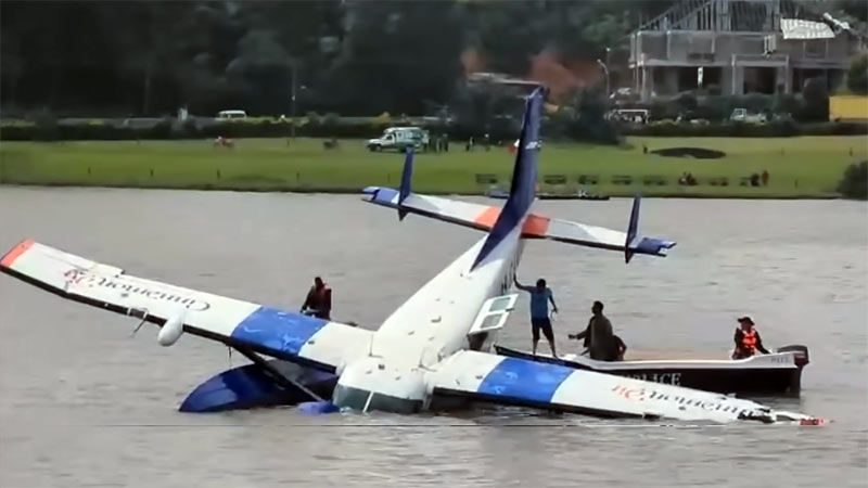 Seaplane crashes into Gregory Lake in Nuwara Eliya, Sri Lanka